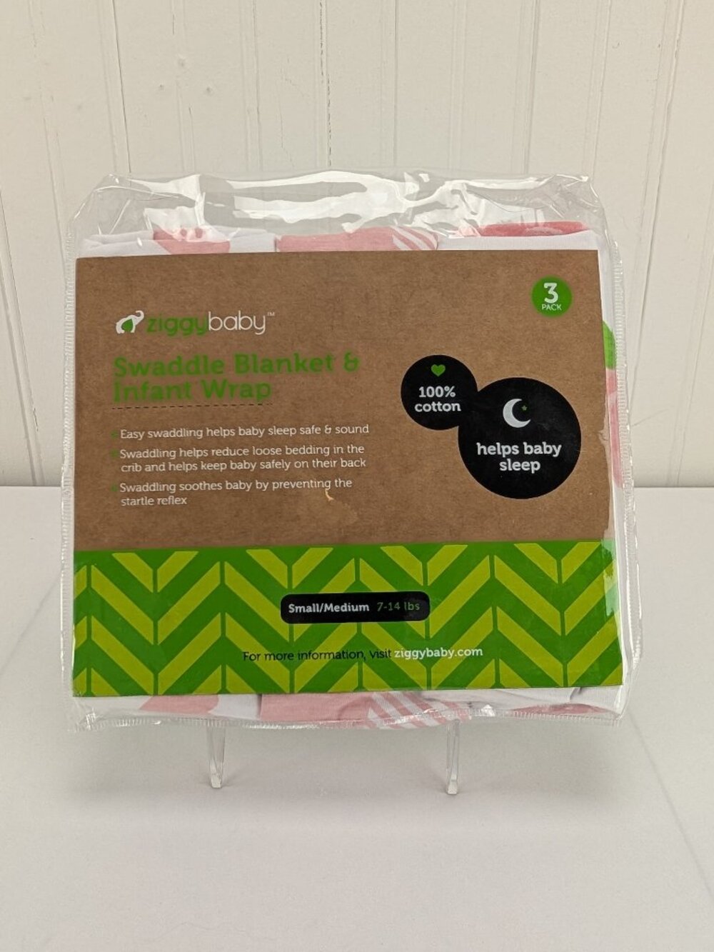 Ziggy Baby Swaddle Blanket & Infant Wrap Small Medium 7-14lbs Pink Buffalo Plaid
